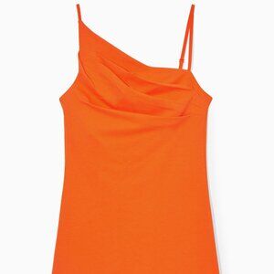 COS Womens ASYMMETRIC DRAPED MINI DRESS - Orange  Size Small - neon party dress